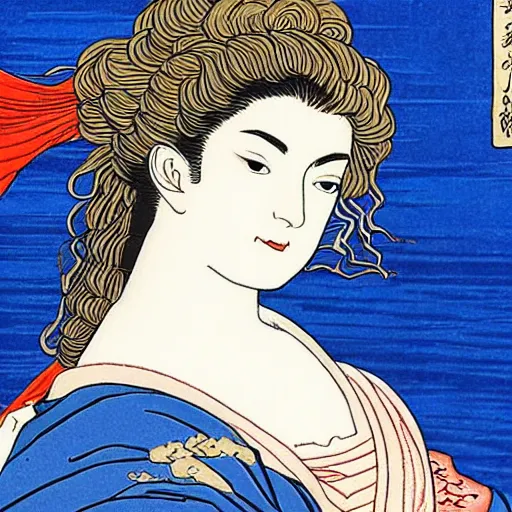 Image similar to Lorde reincarnated as Aphrodite in the style of Hokusai