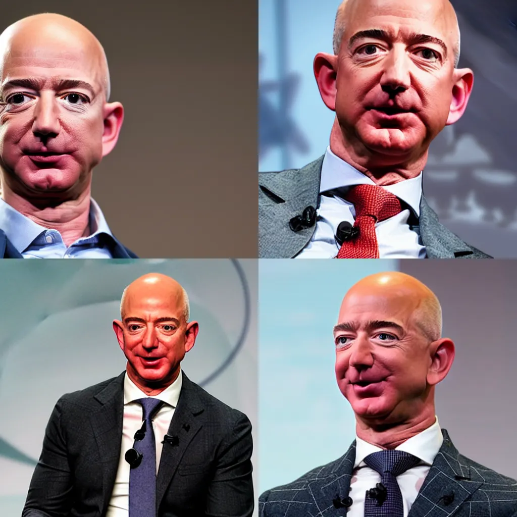 Prompt: Jeff Bezos if he had Macrocephaly. His head is large and veiny