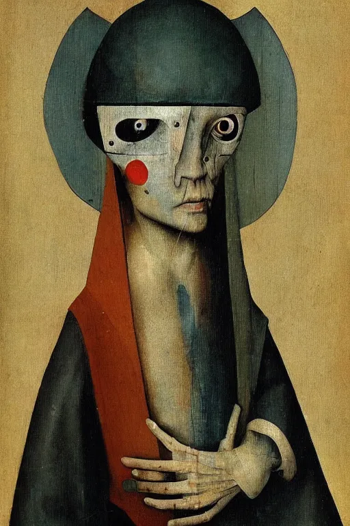 Prompt: Abstract. Portrait of a cyborg woman. Hieronymus Bosch.