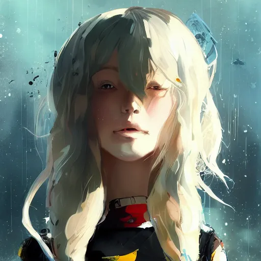 Prompt: highly detailed portrait of a hopeful young astronaut lady with a wavy blonde hair, by Dustin Nguyen, Akihiko Yoshida, Greg Tocchini, Greg Rutkowski, Cliff Chiang, 4k resolution, persona 5 inspired, nier:automata inspired, resident evil inspired, vibrant but dreary but upflifting thunder blue, black and white color scheme!!! ((Space nebula background))