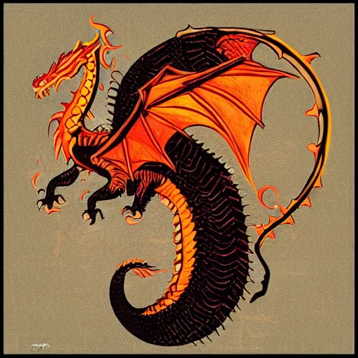 Image similar to “fire breathing dragon, Art Deco”