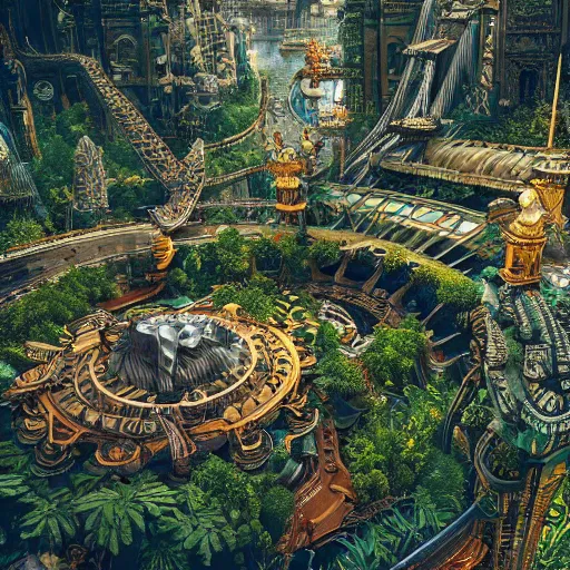 Image similar to jungle city, digital art, cosmic, 3 d high definition, trending on art station, photorealistic, high resolution, v 8 k, octane, hyper detailed, insane details, intricate, elite, ornate, elegant trend, highly detailed and intricate, sharp focus, photography, unreal engine