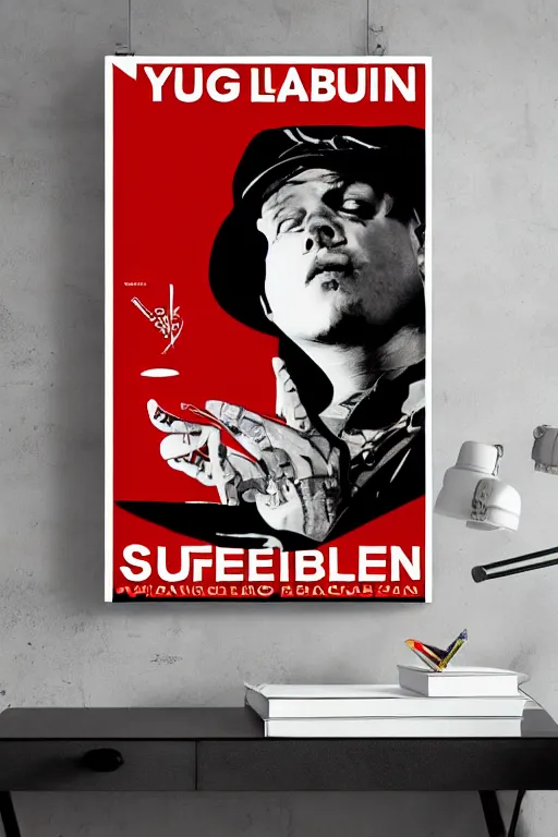 Prompt: yung lean poster, soviet propaganda poster