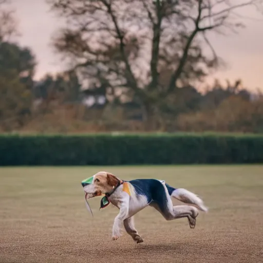 Prompt: ball catching a dog, motion blur, cinematic lighting