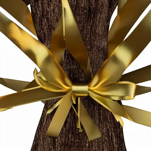 Image similar to ribbon [ wrapped around a tree ] : : [ golden ribbon ] : : 8 k : :