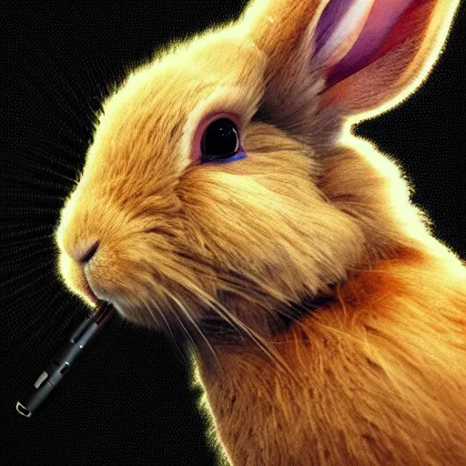 Image similar to a rabbit wearing k 7 0 1 headphones, photorealistic digital art