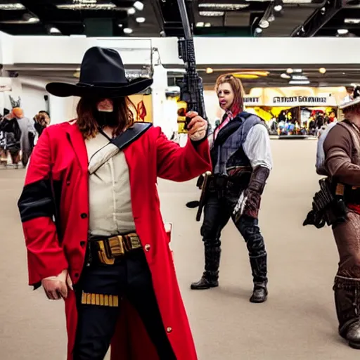 Image similar to gunfight at comicon cosplay