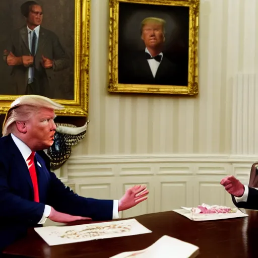 Image similar to forrest gump meeting donald trump in the white house