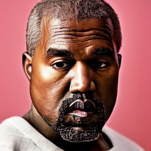 Prompt: the face of old kanye west at 6 6 years old, portrait by julia cameron, chiaroscuro lighting, shallow depth of field, 8 0 mm, f 1. 8