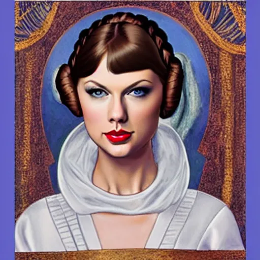 Image similar to taylor swift as princess leia, portrait by sandro botticelli