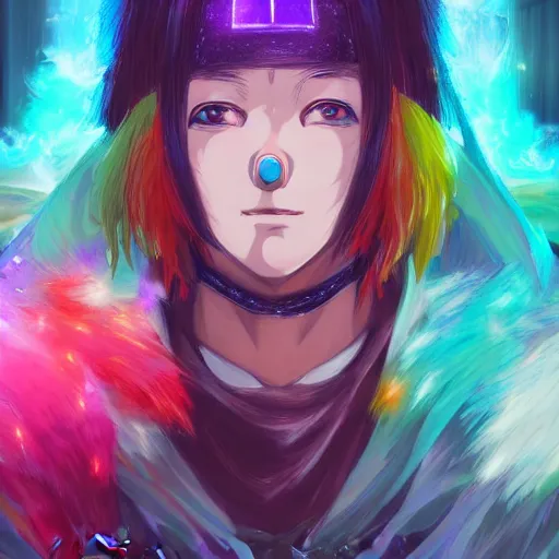 Prompt: anime portrait of a rainbow as a shaman yedi using dark force to eliminate trump as an anime antagonist by Stanley Artgerm Lau, WLOP, Rossdraws, James Jean, Andrei Riabovitchev, Marc Simonetti, and Sakimichan, trending on artstation