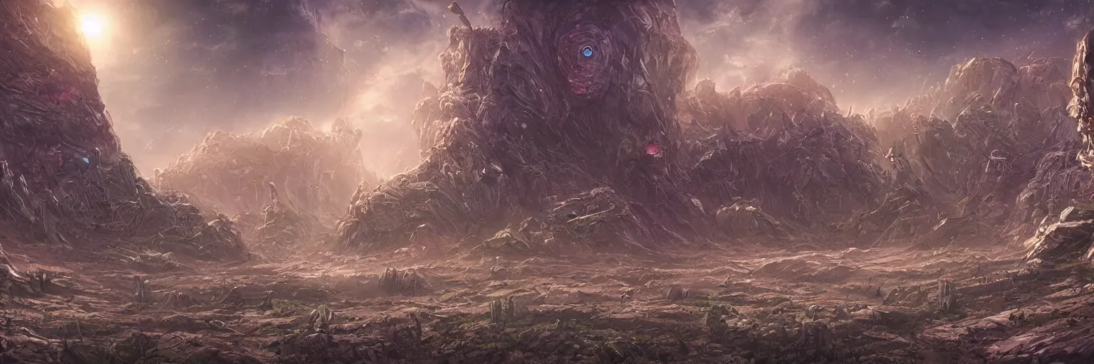 Prompt: an ultra detailed retro sci-fi alien fantasy landscape