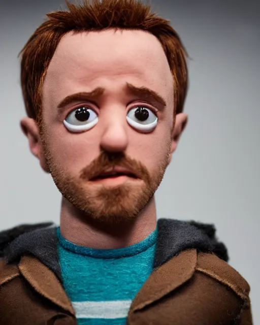 Image similar to jesse pinkman as a muppet. highly detailed felt. hyper real photo. 4 k.