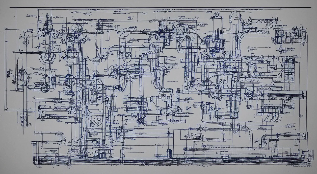 Image similar to blueprint schematics for the engine of a functioning time machine