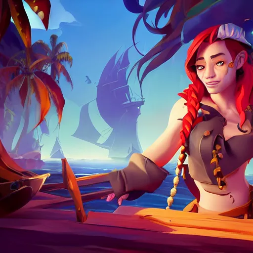 Image similar to jack the pirate mermaid on sea of thieves game avatar hero, behance hd by jesper ejsing, by rhads, makoto shinkai and lois van baarle, ilya kuvshinov, rossdraws global illumination