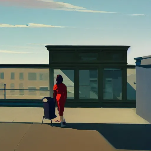 Image similar to there is hope on the horizon, Edward Hopper and James Gilleard style