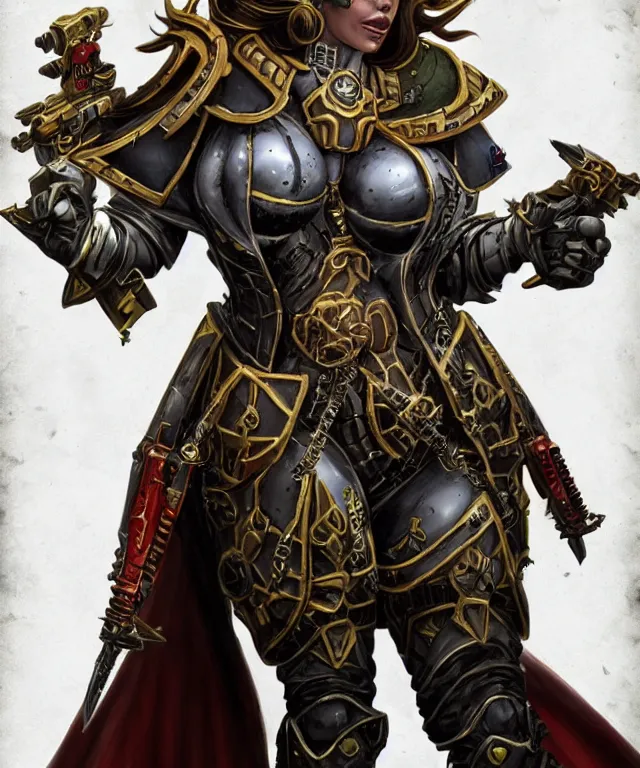 Image similar to Sofia Vergara as a battle sister from Warhammer 40k, highly detailed, intricate, concept art, artstation