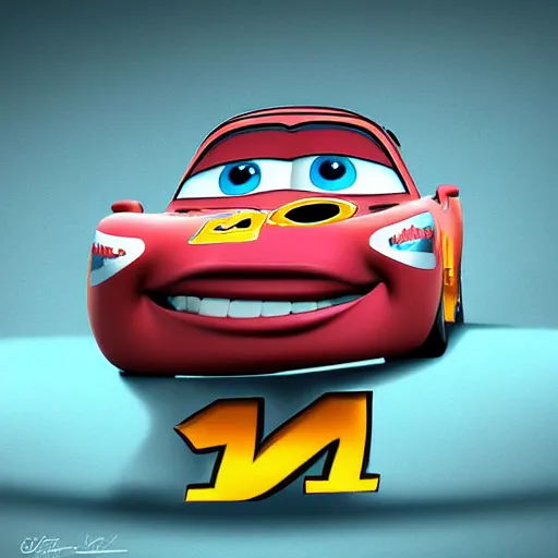 Image similar to a random pixar cars character, digital art, detailed