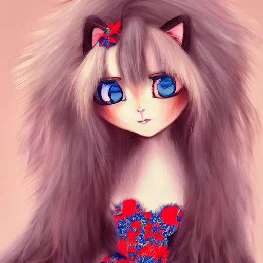 Image similar to graphic, hyperreal, portraiture illustration of a anthropomorphic beautiful ragdoll cat in different japanese cartoon cosplay clothes, smiling, digital painting