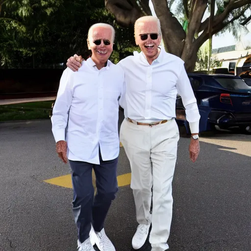 Image similar to joe biden in full off white wearing yeezys