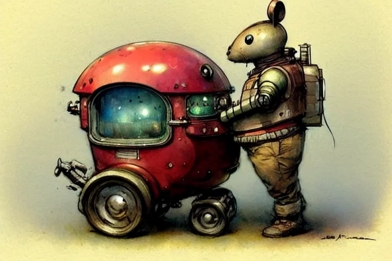 Image similar to adventurer ( ( ( ( ( 1 9 5 0 s retro future robot android fat mouse wagon. muted colors. ) ) ) ) ) by jean baptiste monge!!!!!!!!!!!!!!!!!!!!!!!!! chrome red