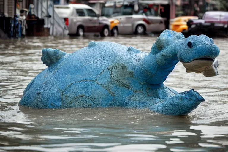 Image similar to Closeup portrait of Lapras in a flooded new york street, photograph, natural light, sharp, detailed face, magazine, press, photo, Steve McCurry, David Lazar, Canon, Nikon, focus