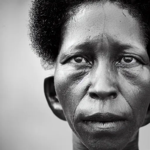 Image similar to photo of an afro woman in the style of lee jeffries