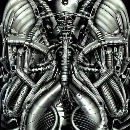 Image similar to britney spears integrated in biomechanical machine, heavy conduits, complex scene, rich composition, heavy in detail, corruption, smooth, sharp focus, airbrush, illustration, symmetrical, art by h. r. giger