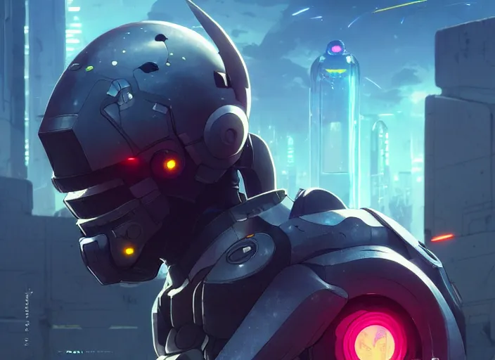 Image similar to cyberpunk mole wearing exo suit, details, futuristic, epic, destroyed city, landscape illustration concept art anime key visual trending pixiv fanbox by wlop and greg rutkowski and makoto shinkai and studio ghibli and kyoto animation symmetrical facial features