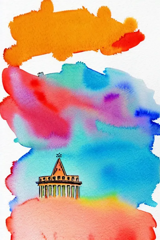 Image similar to minimalist watercolor splash ink art of rome