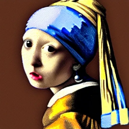 Prompt: girl with a pearl earring as a dog, very detailed