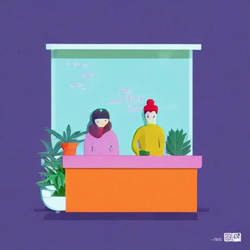 Image similar to isometric cute cartoon illustration style cafe australian, decorated with only two cute cannabis pot plants 🪴 utopian australiana simple frontage, poster, beautiful composition pastel palette by will barnet, digital art, hyperrealistic soft, inked digital, render cartoon by pixar