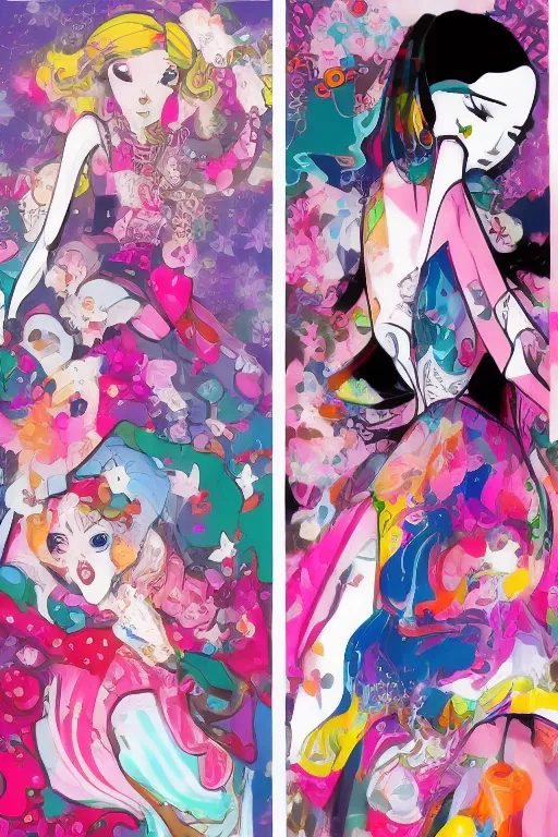 Image similar to empowering female artwork by tokidoki, ali sabet, lisa frank & sho murase