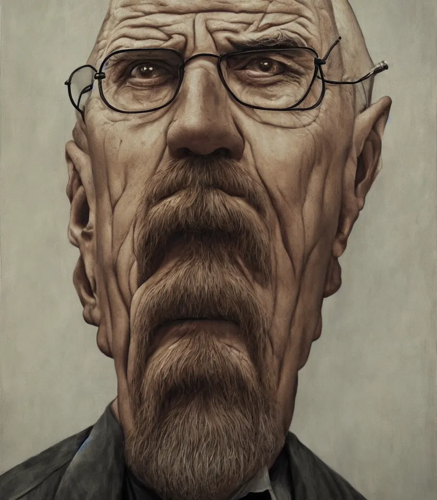 Image similar to portrait of Saruman as Walter White in Breaking Bad, lowbrow painting by Mark Ryden