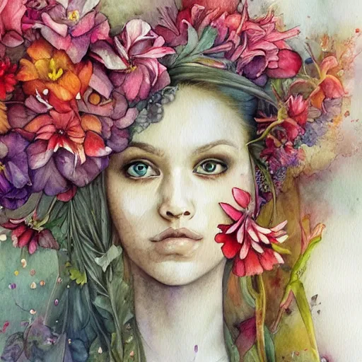 Image similar to watercolor kitchen with flowers by anna dittmann, by marco mazzoni, by stephanie law,