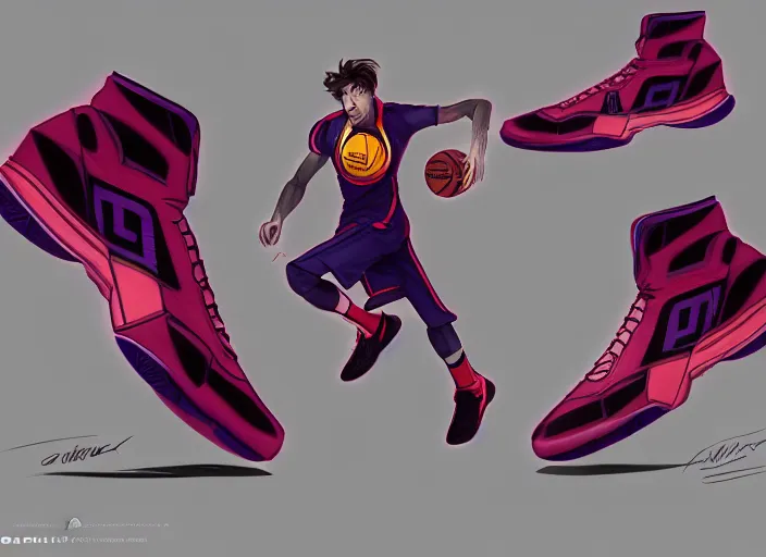 Prompt: basketball sneakers concept of gambit, trending on artstation, smooth, sharp focus