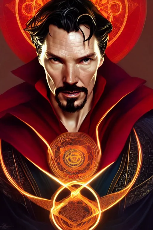 Prompt: a portrait of doctor strange, fantasy, sharp focus, intricate, elegant, digital painting, artstation, matte, highly detailed, concept art, illustration, ambient lighting, art by ilya kuvshinov, artgerm, alphonse mucha, and greg rutkowski