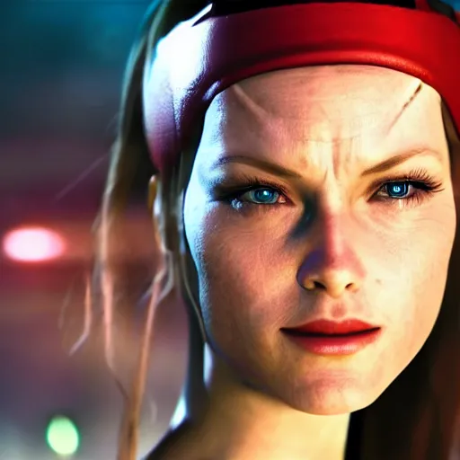 Prompt: Still of Cammy from Street Fighter in the movie Minority Report, cinematic lighting, bokeh, 4k