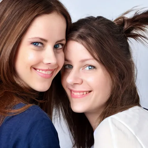 Prompt: australian women light brown hair dark blue eyes