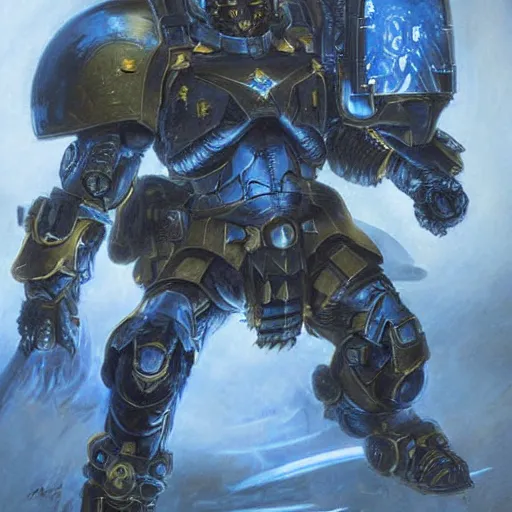 Prompt: Astartes marine in battle, stunning, concept art, intricate, highly detailed, realistic, epic