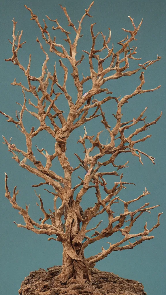 Prompt: very small ashen withering tree, super 8 portrait by maria sibylla merian, derek jarman, barbara hammer, 4 k, 8 k, very very beautiful, stunning, twisted, vanishing, mystical, ethereal, colourful, detailed