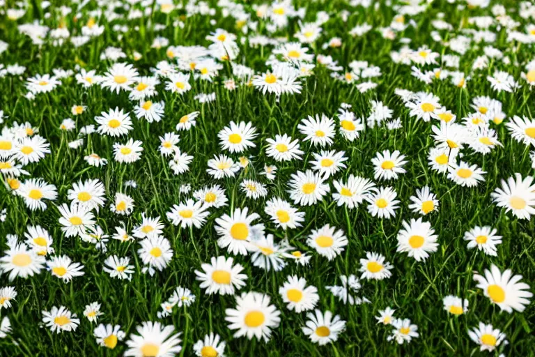 Prompt: spoon all by itself in the middle of a large field of daisies, sunny day, stock photography, 4k photorealistic,