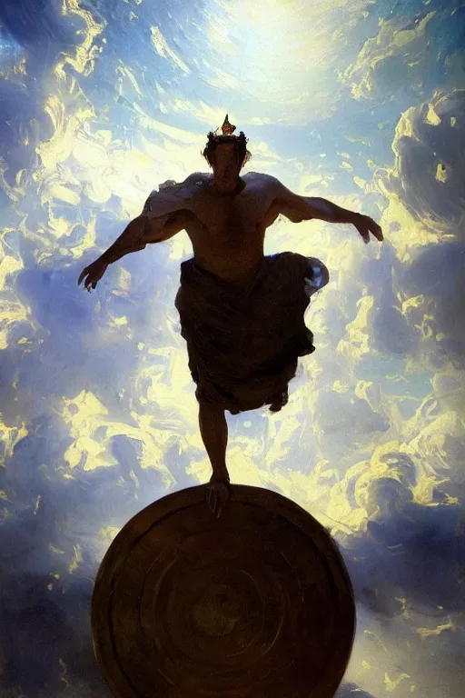 Image similar to beautiful detailed expressive impressionistic oil painting portrait of ancient roman god emperor steve buscemi levitating, ascending into the dark wearing the civic crown, renaissance painting, black background, art by anders zorn, wonderful masterpiece by greg rutkowski, expressive brush strokes, beautiful cinematic light, american romanticism by greg manchess, jessica rossier