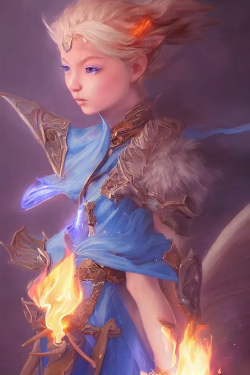 Image similar to legendary fairy prince hold flame staff, blue energy, highly detailed, d & d, fantasy, highly detailed, digital painting, trending on artstation, concept art, sharp focus, illustration, global illumination, ray tracing, realistic shaded, art by artgerm and greg rutkowski and fuji choko and viktoria gavrilenko and hoang lap