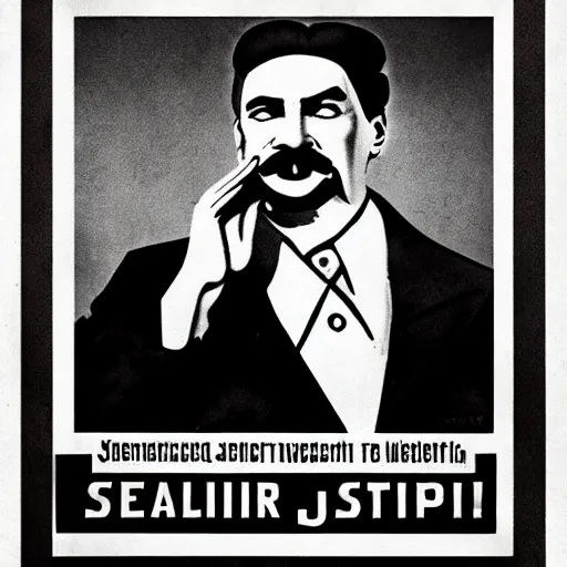 Prompt: Jerma985 saluting Stalin in style of American propaganda poster