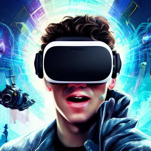 Image similar to futuristic vr headset, ready player one, metaverse, digital art, artstation