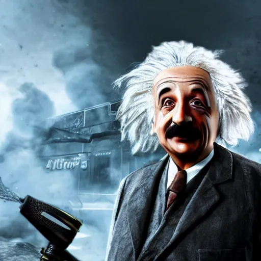 Prompt: Albert Einstein wearing a witches hat in Call of Duty black ops, highly detailed, high quality, HD, 4k, 8k, Canon 300mm, professional photographer, 40mp, lifelike, top-rated, award winning, realistic, sharp, no blur, edited, corrected, trending