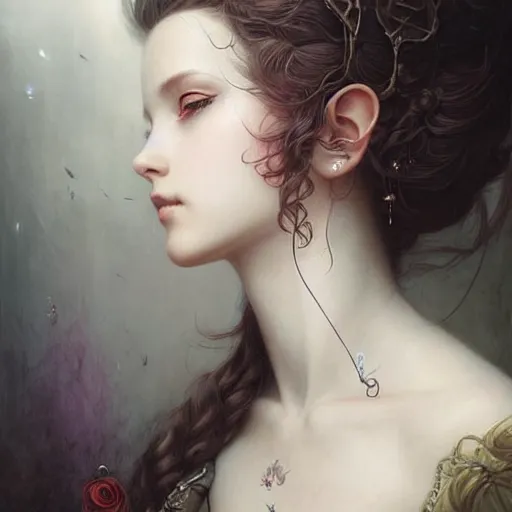 Image similar to aerith gainsborough, intricate, elegant, highly detailed, smooth, sharp focus, award - winning, masterpiece, in the style of tom bagshaw, cedric peyravernay, peter mohrbacher, pinterest