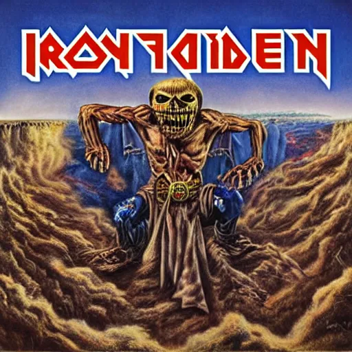 Prompt: iron maiden album cover surrealism 8 k hyperdetailed