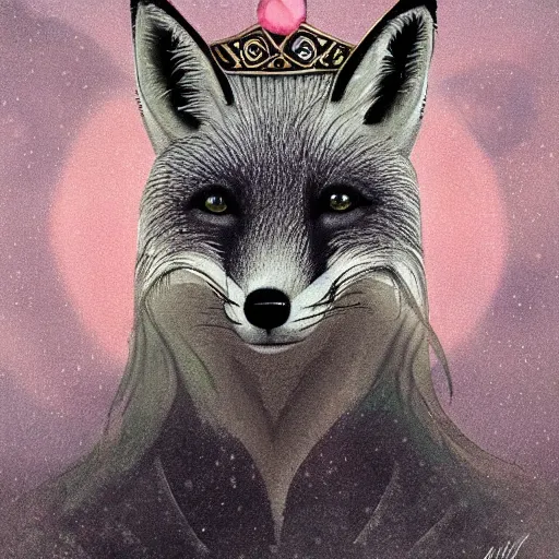 Image similar to fox wearing a tiara, fantasy art, epic